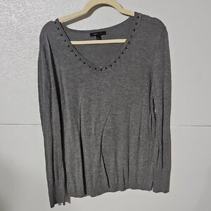 MNG Gray Long Sleeve Studded Top